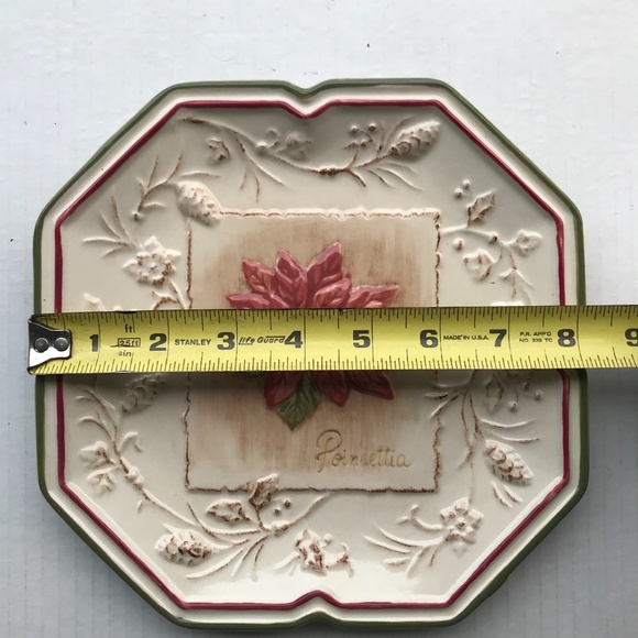 Set Of 4 MWW Market Square Embossed Christmas Flowers Dessert/Appetizer/… - Picture 12 of 12